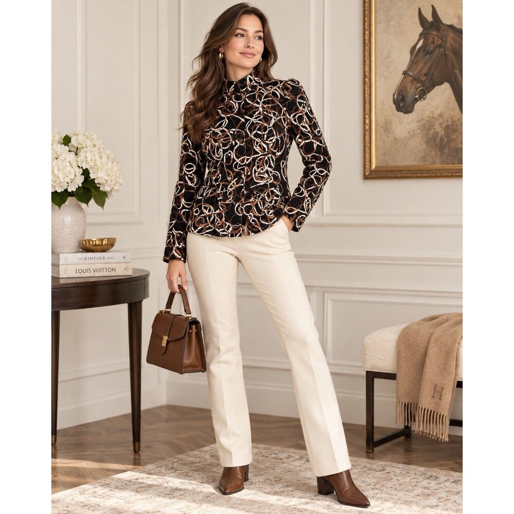 Vintage Y2K Early 2000s Equestrian Rope Print Jacket Old Money Preppy